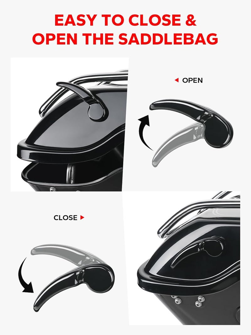 Amazicha Gloss Black Saddlebag Latch Kit for Harley Davidson - Image 5