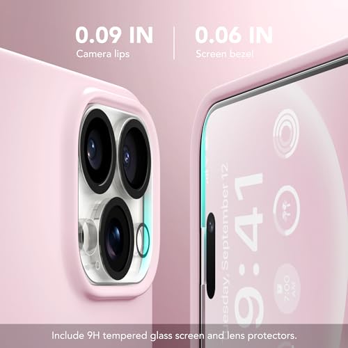 GONEZ for iPhone 15 Pro Max Case Silicone, Compatible with Magsafe, Camera Protector + Screen Protector, Soft Anti-Scratch Microfiber Lining, Liquid Silicone Shockproof Phone Cover, Chalk Pink - Image 5