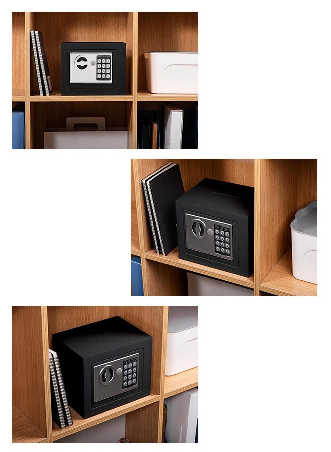 متجر الفرح خزنة أمان رقمية إلكترونية بقفل فولاذي مع لوحة مفاتيح لحماية الأموال والمجوهرات وجوازات السفر للاستخدام المنزلي أو العمل أو السفر، لون أسود، 9.06×6.69×6.69 بوصة - Image 2