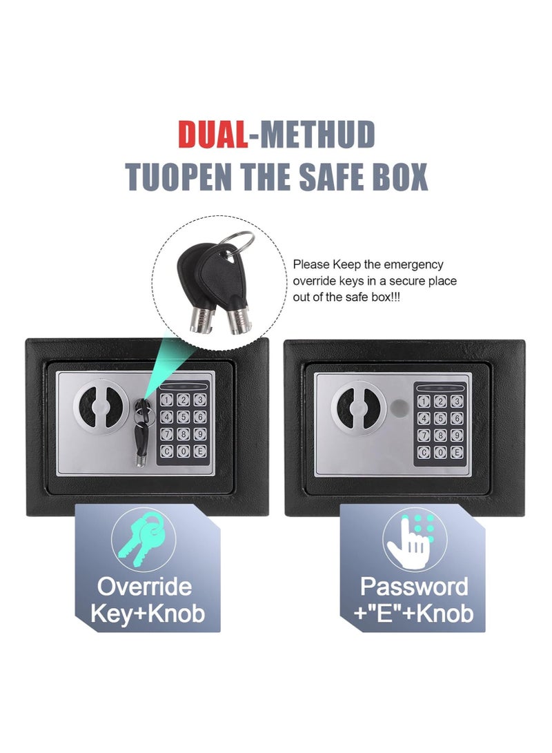 متجر الفرح خزنة أمان رقمية إلكترونية بقفل فولاذي مع لوحة مفاتيح لحماية الأموال والمجوهرات وجوازات السفر للاستخدام المنزلي أو العمل أو السفر، لون أسود، 9.06×6.69×6.69 بوصة - Image 3