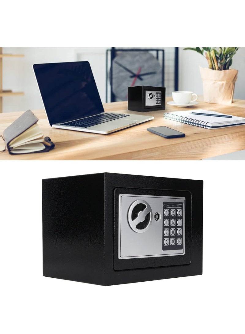 متجر الفرح خزنة أمان رقمية إلكترونية بقفل فولاذي مع لوحة مفاتيح لحماية الأموال والمجوهرات وجوازات السفر للاستخدام المنزلي أو العمل أو السفر، لون أسود، 9.06×6.69×6.69 بوصة - Image 5