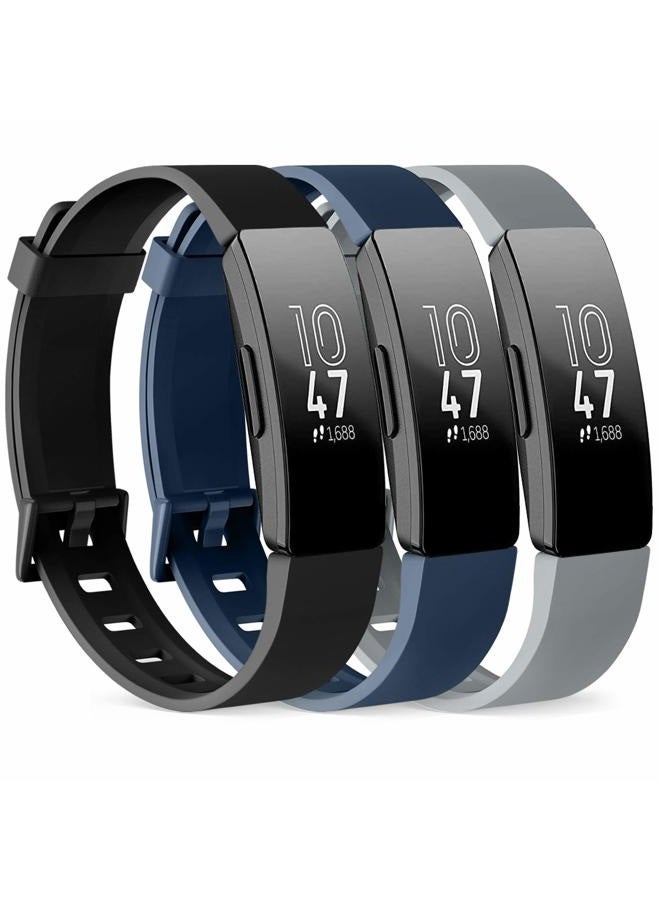 Meliya Pack 3 Silicone Bands for Fitbit Inspire HR & Fitbit Inspire & Ace 2 Replacement Wristbands for Women Men Small Large Small: for 5.5"-7.9"wrists - Image 1