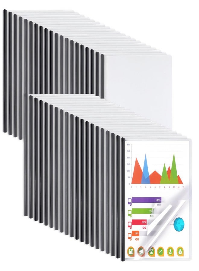 Coidea Report Covers with Sliding Bar, Clear Report Covers for A4 and Letter Size Paper, Resume Covers Presentation Folders File Document Binder for School Business, 70 Sheet Capacity - Image 1
