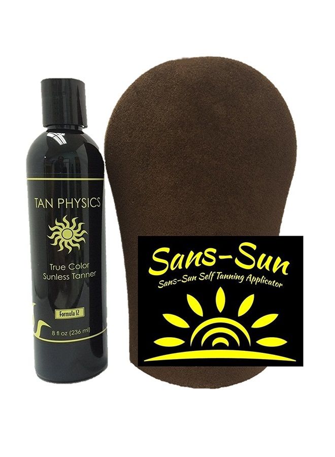 Tan Physics True Color Tanner 8 oz w/ Tanning Mitt by Sans-Sun - Image 1