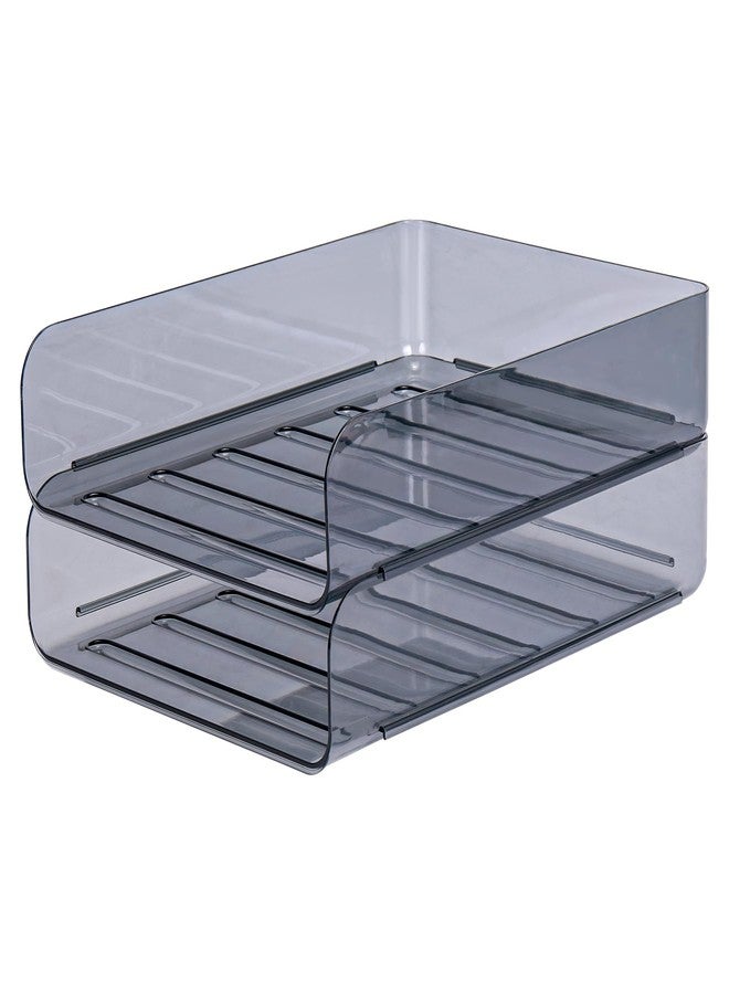 CiWiVOKi 2 Pack Stackable Paper Tray Organizer, Clear File Organizer for Desk, Office Organizer and Storage for Desk Accessories, Notes, Books, File Paper, Document, Black - Image 1