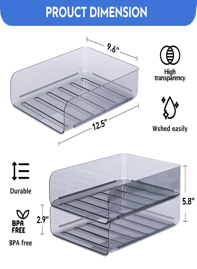 CiWiVOKi 2 Pack Stackable Paper Tray Organizer, Clear File Organizer for Desk, Office Organizer and Storage for Desk Accessories, Notes, Books, File Paper, Document, Black - Image 4