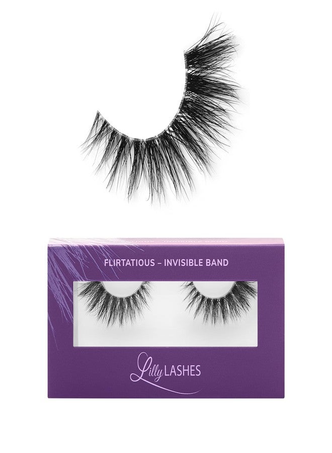 Lilly Lashes Sheer Band, False Eyelashes with Invisible Band Lashes, Mink Lashes + Volume, 3D Faux Mink Eyelashes, Reusable Eyelashes 20x, Lash Glue not Included, 15mm (Flirtatious) - Image 1