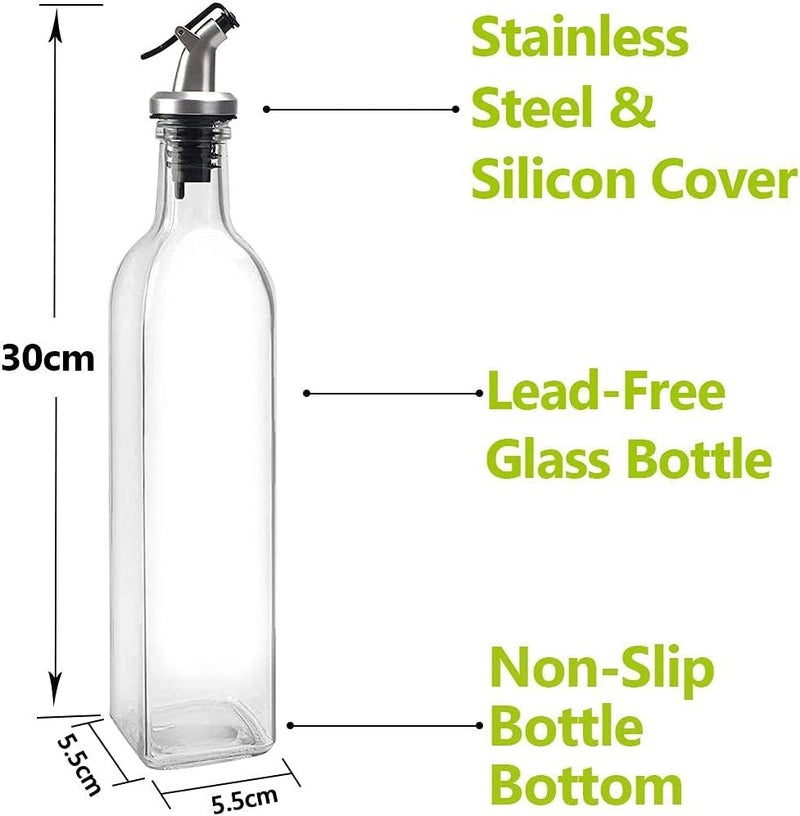 Slyford 500ml Glass Oil Dispenser Bottle with Leak and Spill Proof Lid Vinegar Bottle Oil Dispenser Bottle for Kitchen Pack of 1 - Image 3