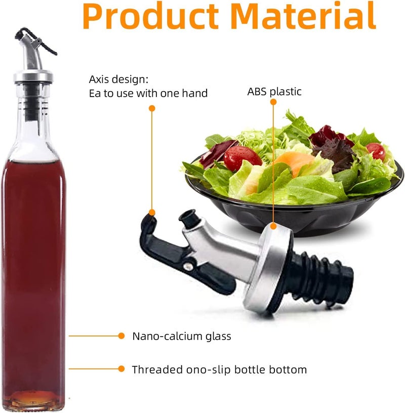 Slyford 500ml Glass Oil Dispenser Bottle with Leak and Spill Proof Lid Vinegar Bottle Oil Dispenser Bottle for Kitchen Pack of 1 - Image 4