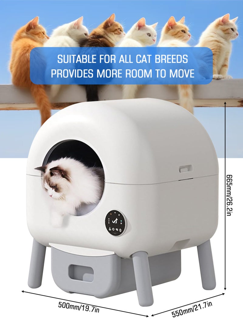URbazaar Self Cleaning Litter Box, Large Automatic Cat Litter Box Self Cleaning with APP and Simple Panel Control Twofold Odor Removal Safety Protection for Multiple Cats (White) - Image 2