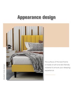 Wooden Twist Wooden Twist Modern Rectangular Upholstery Bed with Soft Wingback (King)  - Image 3