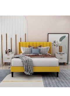 Wooden Twist Wooden Twist Modern Rectangular Upholstery Bed with Soft Wingback (King)  - Image 2