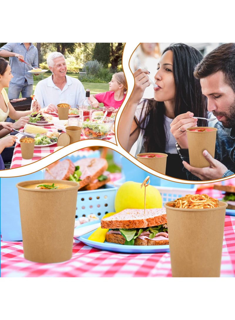 Sweet seven حزمة كبيرة من 100 مجموعة - حاويات طعام ورقية سعة 32 أونصة مع أغطية مهوّاة للحساء الساخن، الآيس كريم، وأكثر - وعاء كرافت قابل للتصرف - Image 2