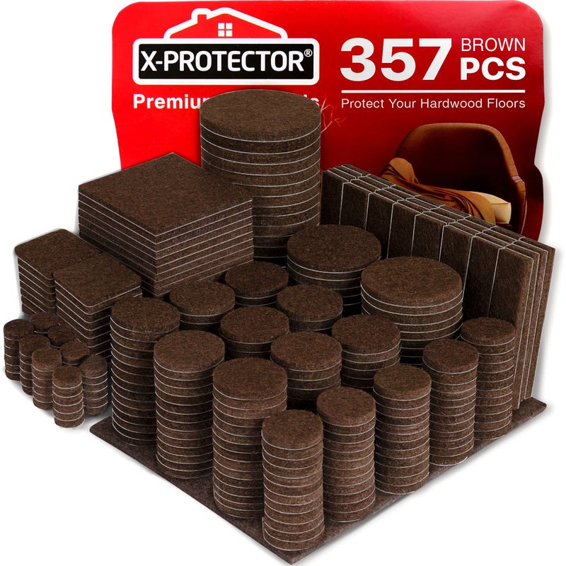 XPROTECTOR 357 pcs Premium Huge Pack Felt Furniture Pads Quantity of Furniture Sliders with Many Big Sizes Your Ideal Floor Protectors Protect Your Hardwood Laminate Floor
