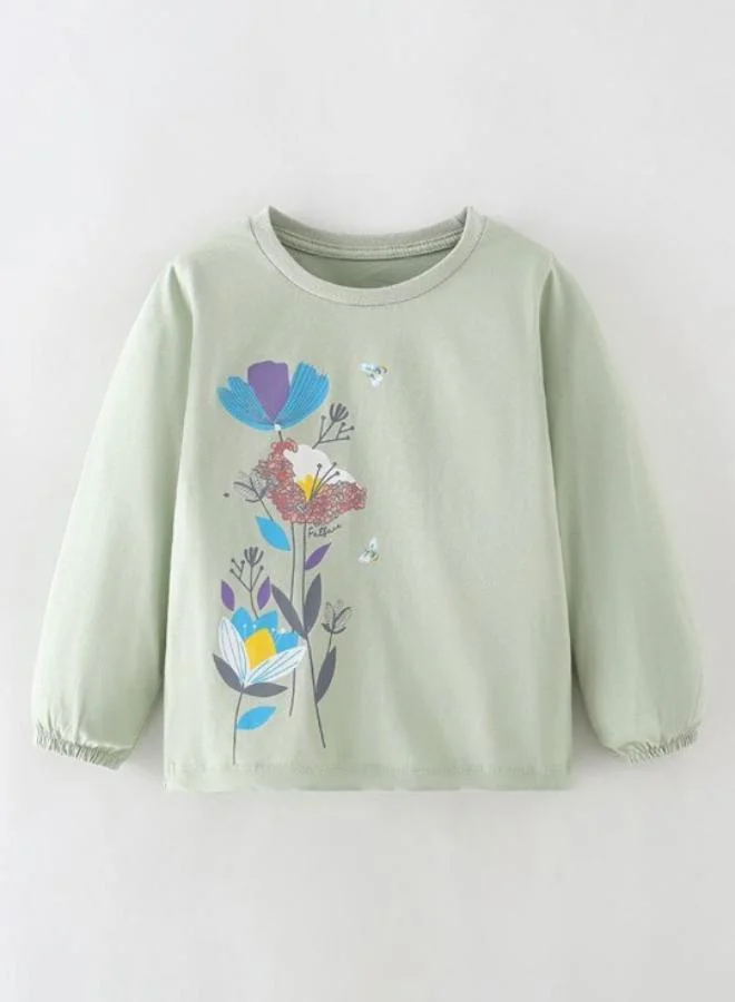 يونيكي Grey Printed Long Sleeve Crew Neck T-Shirt