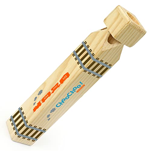 Orbrium Wooden Train Whistle Solid Large 4 Tone Realistic Sounding Noisemakers Steam Engine Toy Train Whistle for Kids Toddlers Boys Girls Age 3 Thomas Train Theme Birthday Party Favors Activity - Image 1