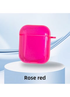 Applicable AirPods3 Headphone Case Soft TPU Apple AIPods Set 4 Fluorescent Transparent Color Bluetooth Earphone Case-Color:Rose Red-Applicable Models:AirPods Pro 2