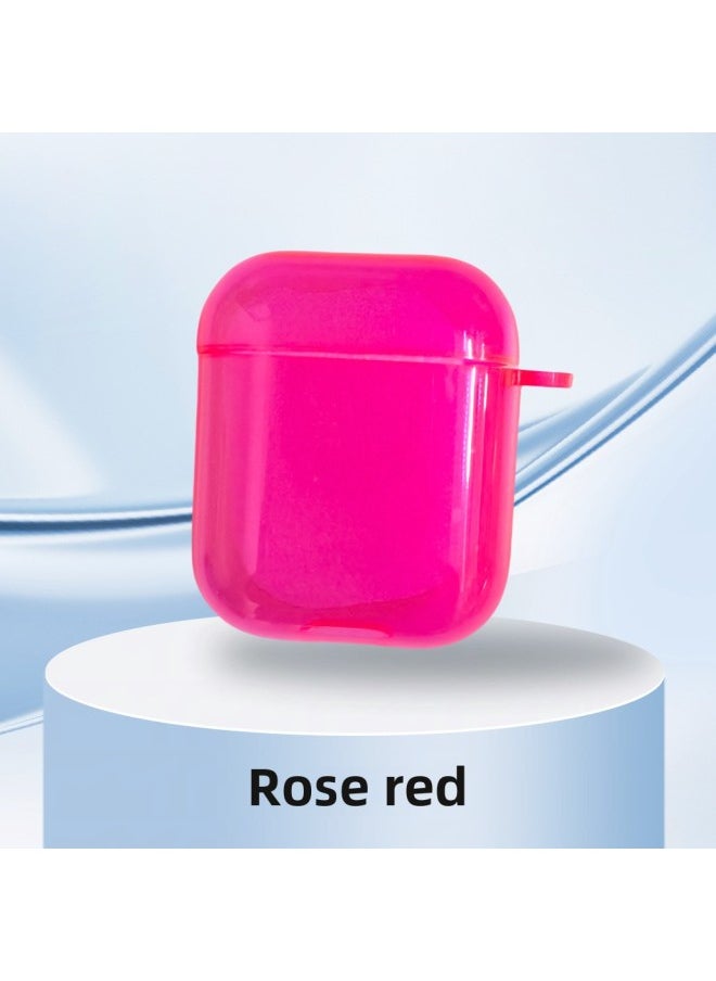 Generic - Applicable AirPods3 Headphone Case Soft TPU Apple AIPods Set 4 Fluorescent Transparent Color Bluetooth Earphone Case-Color:Rose Red-Applicable Models:AirPods Pro 2 - Image 1