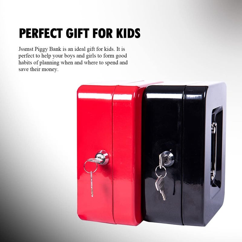 Overa Mini Security Box Portable Steel Petty Lockable Cash Money Coin Safe Security Box Household for Home Office Hotel Business Use1 Pcs Black - Image 5