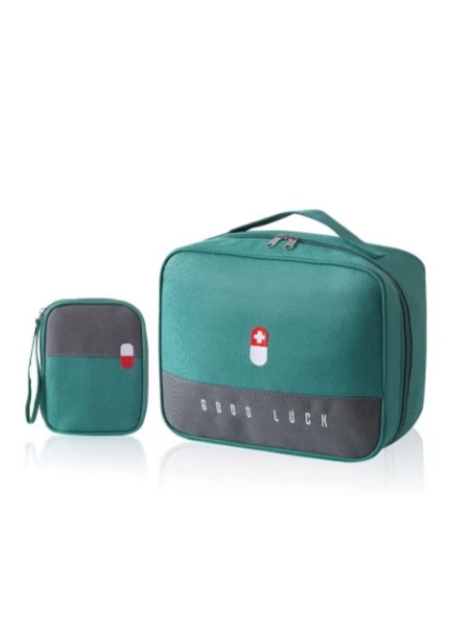 2 Size Empty First Aid Bags with Small Medical Pouch, Insulated Survival Medicine Bag, Portable Medication Travel Carrying Case with Handle for Car Home Camping Office Workplace - Image 1