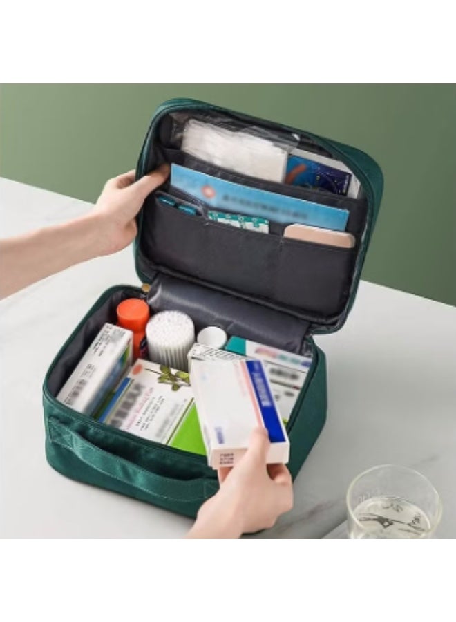 2 Size Empty First Aid Bags with Small Medical Pouch, Insulated Survival Medicine Bag, Portable Medication Travel Carrying Case with Handle for Car Home Camping Office Workplace - Image 3