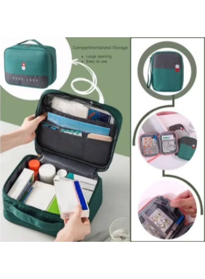 2 Size Empty First Aid Bags with Small Medical Pouch, Insulated Survival Medicine Bag, Portable Medication Travel Carrying Case with Handle for Car Home Camping Office Workplace - Image 5