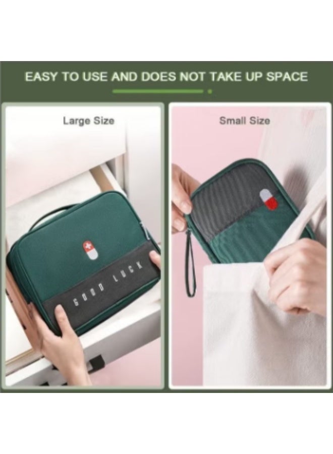 2 Size Empty First Aid Bags with Small Medical Pouch, Insulated Survival Medicine Bag, Portable Medication Travel Carrying Case with Handle for Car Home Camping Office Workplace - Image 4