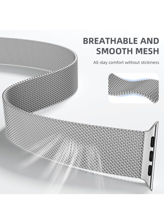 FITIT FITIT Strap Compatible with Apple Watch Ultra 2/Ultra 49mm, Stainless Steel Mesh Loop Strap with Parachute-style Buckle for Apple Watch Series 10 46mm, 9/8/7 45mm, SE2/SE/6/5/4 44mm, 3/2/1 42mm  - Image 4