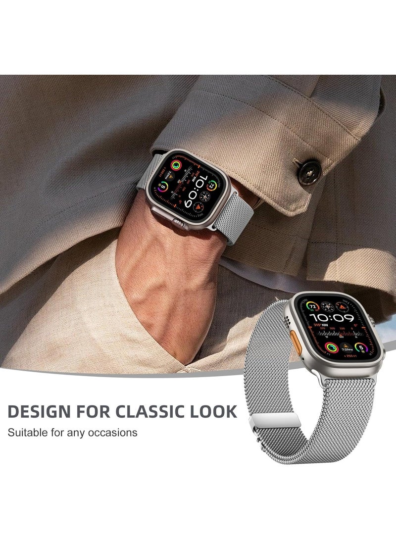 FITIT FITIT Strap Compatible with Apple Watch Ultra 2/Ultra 49mm, Stainless Steel Mesh Loop Strap with Parachute-style Buckle for Apple Watch Series 10 46mm, 9/8/7 45mm, SE2/SE/6/5/4 44mm, 3/2/1 42mm  - Image 5