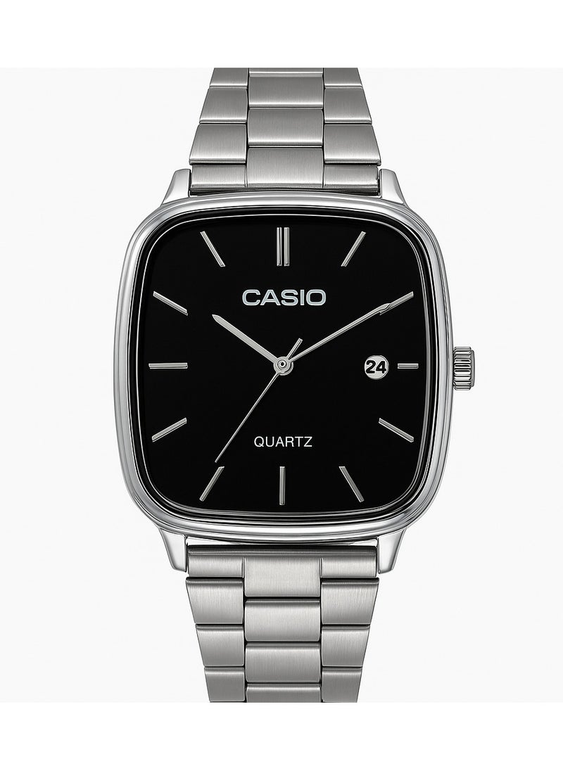CASIO - Original Casio Unisex Watch – Elegant Black Dial with Silver Stainless Steel Band | Date Display | Japanese Quartz Movement - Image 1