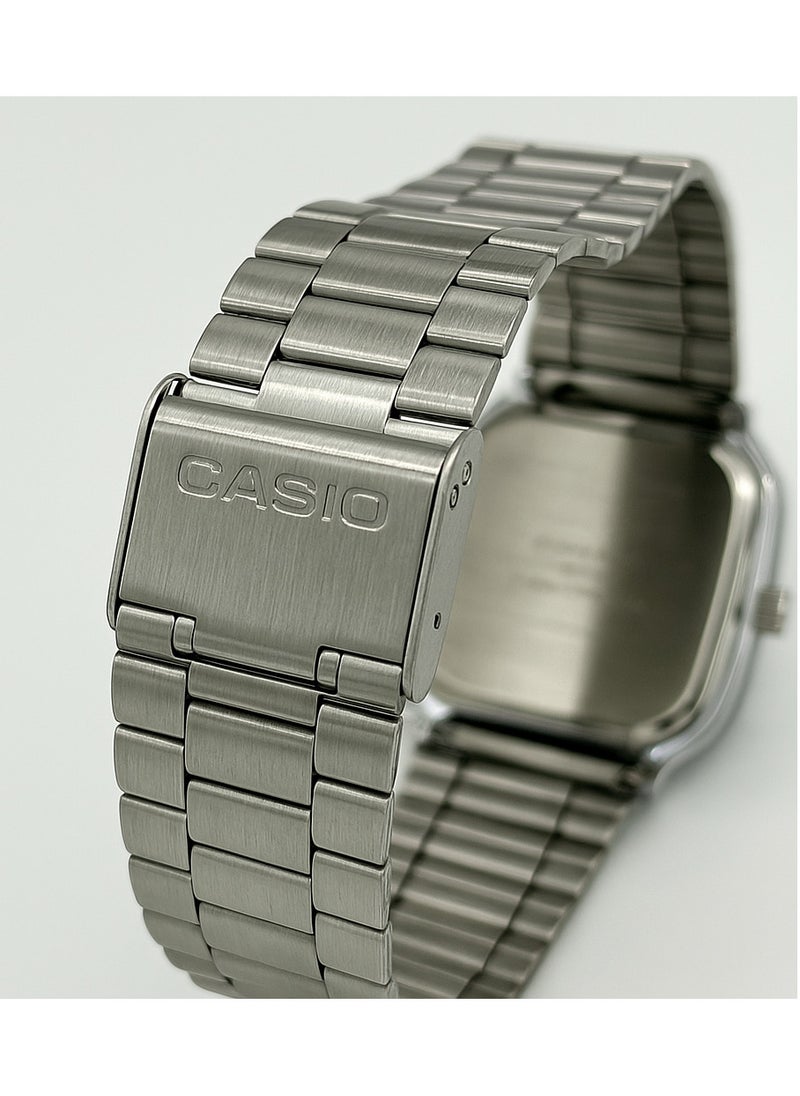 CASIO - Original Casio Unisex Watch – Elegant Black Dial with Silver Stainless Steel Band | Date Display | Japanese Quartz Movement - Image 1