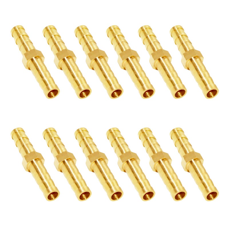 JoyTube Brass Hose Barb Fitting Metals Splicer Mender, 1/4" Barb Hose Union Fuel Gas Water Air (Pack of 12) - Image 5