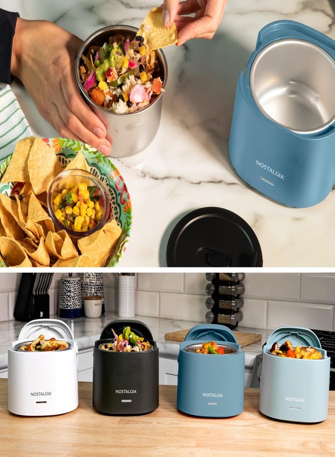 Nostalgia Portable Heated Lunch Box - 2.5-Cup Stainless Steel Food Warmer - Detachable Cord, Leak-Proof Lid, Carry Handle - Portable for Work & Travel - Ocean Blue - Image 4