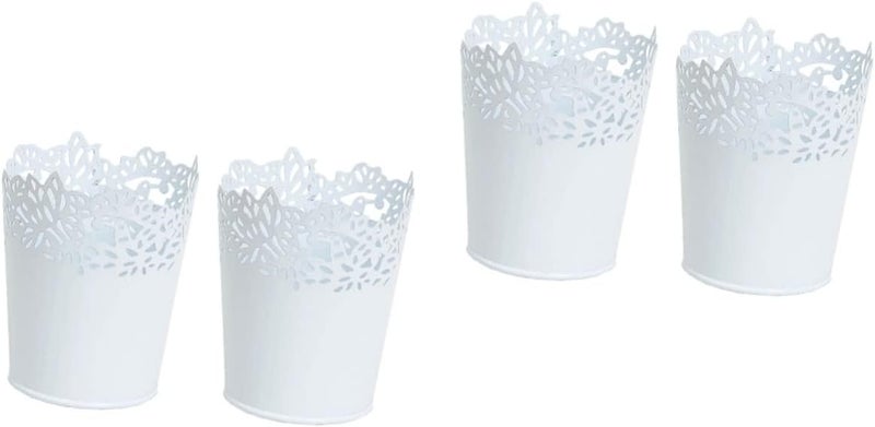 woobles 2 Sets 2pcs Holder Up Outdoor Pot Buckets Gardening Stand Shop Creative Party Fashion Desktop White Organizer Vases Iron Decoration Flower Lace Container Containers Metal Planter - Image 1