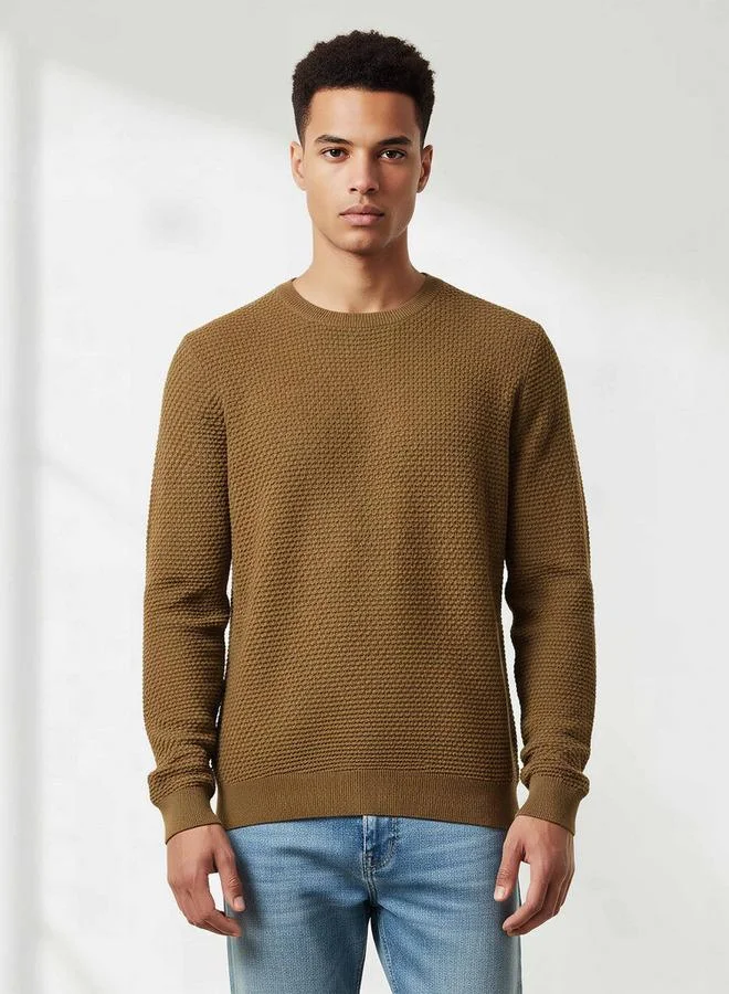 Splash FAV Textured Sweater with Crew Neck