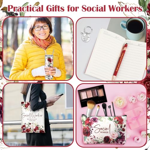Afarnook 6 Pcs Social Worker Appreciation Gifts Include 20 Oz Tumbler Canvas Bag Notebook Pen Social Worker Must Haves for Bsw Msw Dsw Lcsw Coworker Volunteer Office Supplies(Vintage Style) - Image 5