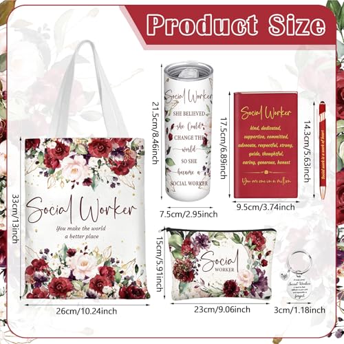 Afarnook 6 Pcs Social Worker Appreciation Gifts Include 20 Oz Tumbler Canvas Bag Notebook Pen Social Worker Must Haves for Bsw Msw Dsw Lcsw Coworker Volunteer Office Supplies(Vintage Style) - Image 3