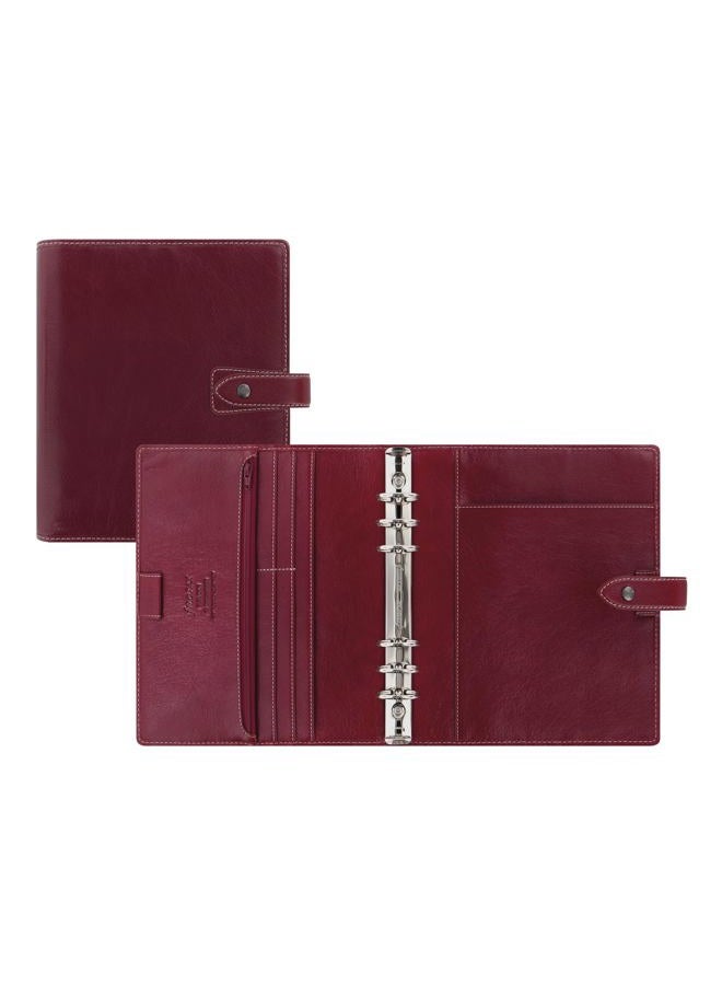 FILOFAX منظم مالدن، حجم A5، بورجوندي - ملمس، جلد بوفالو كامل الحبة، ستة حلقات، إدراج أسبوعي بلون كريمي قطن، متعدد اللغات (C021703) - Image 3