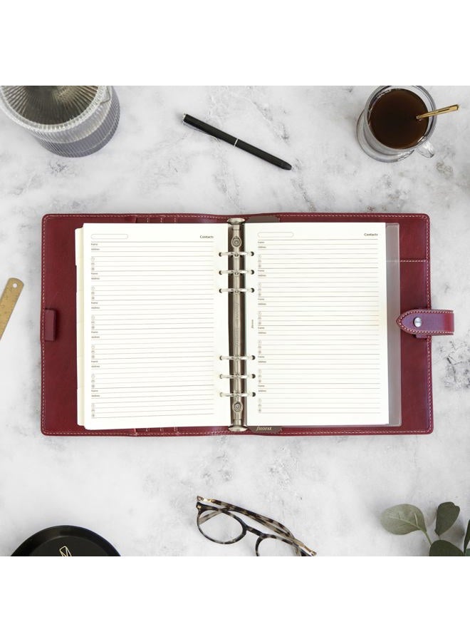 FILOFAX منظم مالدن، حجم A5، بورجوندي - ملمس، جلد بوفالو كامل الحبة، ستة حلقات، إدراج أسبوعي بلون كريمي قطن، متعدد اللغات (C021703) - Image 2
