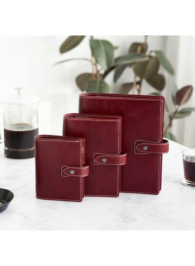 FILOFAX منظم مالدن، حجم A5، بورجوندي - ملمس، جلد بوفالو كامل الحبة، ستة حلقات، إدراج أسبوعي بلون كريمي قطن، متعدد اللغات (C021703) - Image 5