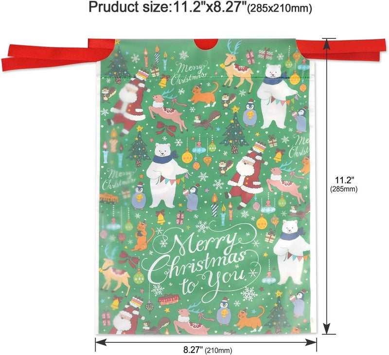 Konsait 24Count Christmas Party Drawstring Gift Bags  Holiday Treats Goody Bags for Xmas Accessories Favors Supplies Candy Presents or Gift Wrapping - Image 3