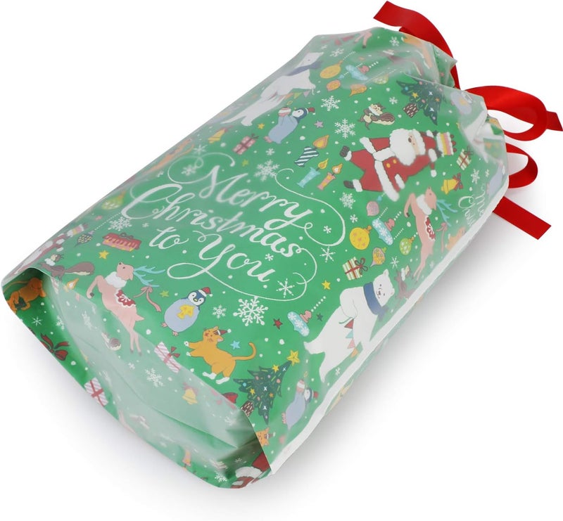 Konsait 24Count Christmas Party Drawstring Gift Bags  Holiday Treats Goody Bags for Xmas Accessories Favors Supplies Candy Presents or Gift Wrapping - Image 5