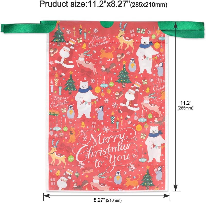 Konsait 24Count Christmas Party Drawstring Gift Bags  Holiday Treats Goody Bags for Xmas Accessories Favors Supplies Candy Presents or Gift Wrapping - Image 2