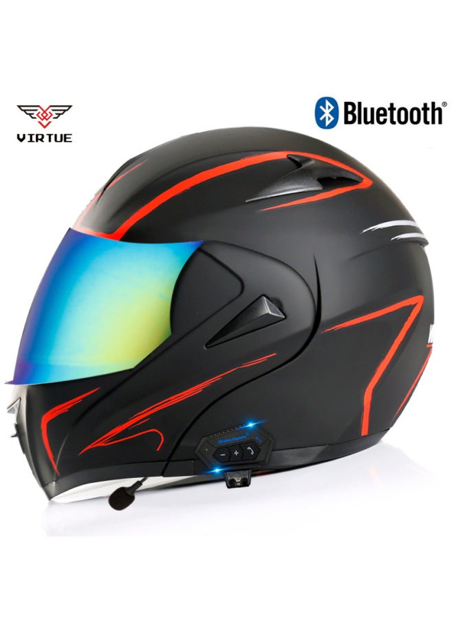 Asian Red Lightning Colorful Mirror Bluetooth Open-Face Helmet for Electric Motorcycle Men, 3C Certified