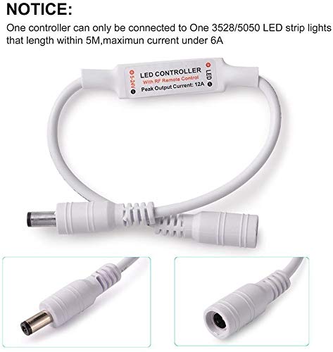 Protium Mini Remote Controller for Single Color LED Strip Lights 5050 3528 2835, RF Dimmer for 12 V DC LED Light Strips, 12A - Image 4