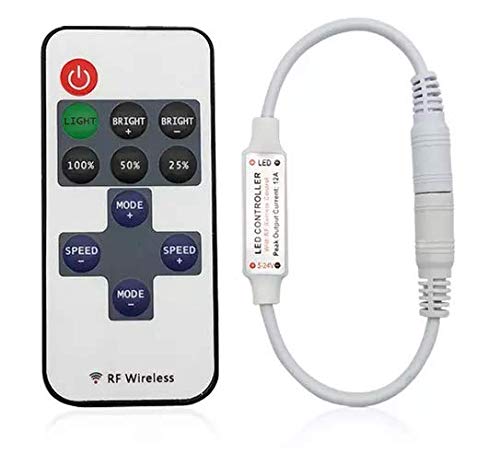 Protium Mini Remote Controller for Single Color LED Strip Lights 5050 3528 2835, RF Dimmer for 12 V DC LED Light Strips, 12A - Image 1