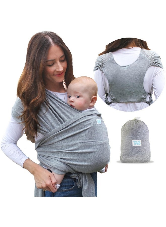 Tab Fabric Baby Wrap Carrier Sling Unisex Size Adjustable Mens Womens Easy Infant Carrier Slings For Babies Girl Boy Baby Carriers For Newborn To Toddler Baby Shower Usa Owned (Grey) - Image 1