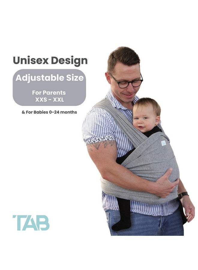 Tab Fabric Baby Wrap Carrier Sling Unisex Size Adjustable Mens Womens Easy Infant Carrier Slings For Babies Girl Boy Baby Carriers For Newborn To Toddler Baby Shower Usa Owned (Grey) - Image 3