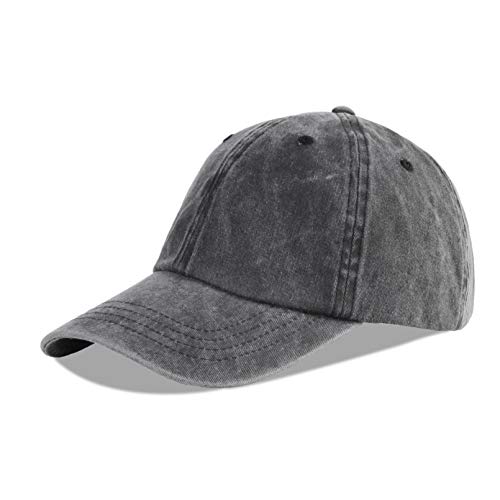 LANGZHEN Unisex Baseball Cap 100% Cotton Fits Men Women Washed Denim Adjustable Dad Hat(Black) - Image 1