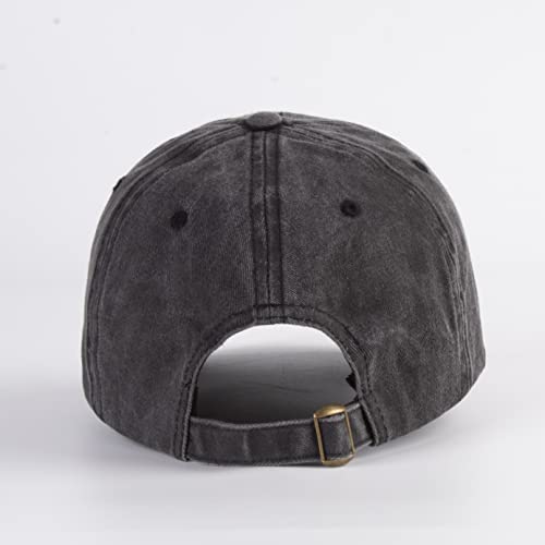 LANGZHEN Unisex Baseball Cap 100% Cotton Fits Men Women Washed Denim Adjustable Dad Hat(Black) - Image 3